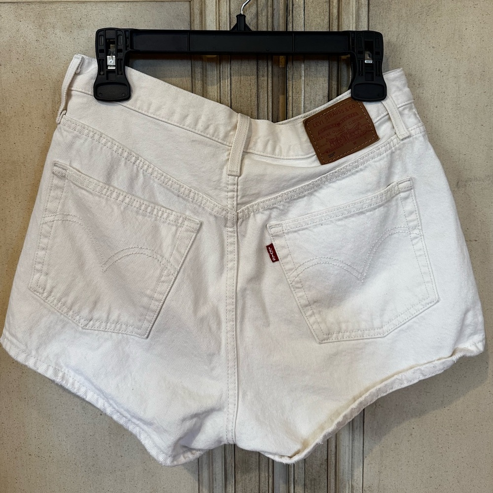 Levi's White Jean Shorts High-Waisted Relaxed Fit